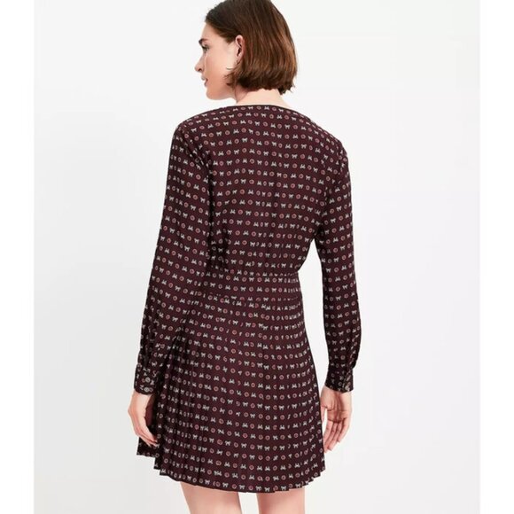 Ann Taylor LOFT Petite Bow Pleated Mini Dress 2P - Picture 3 of 3